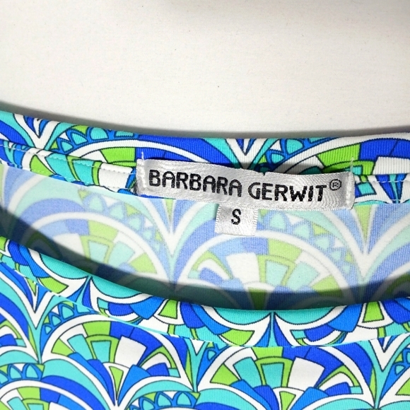 Barbara Gerwit Crew Neck 3/4 Sleeve Abstract Shift Dress. Size S - Picture 4 of 7